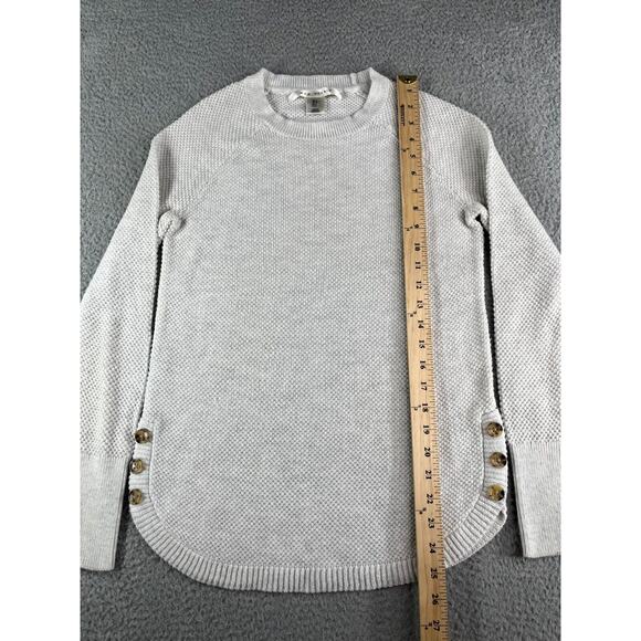 Max Studio Sweater Womens Small White Ivory Long Sleeve Button Accent Cut Comfy - Picture 5 of 9